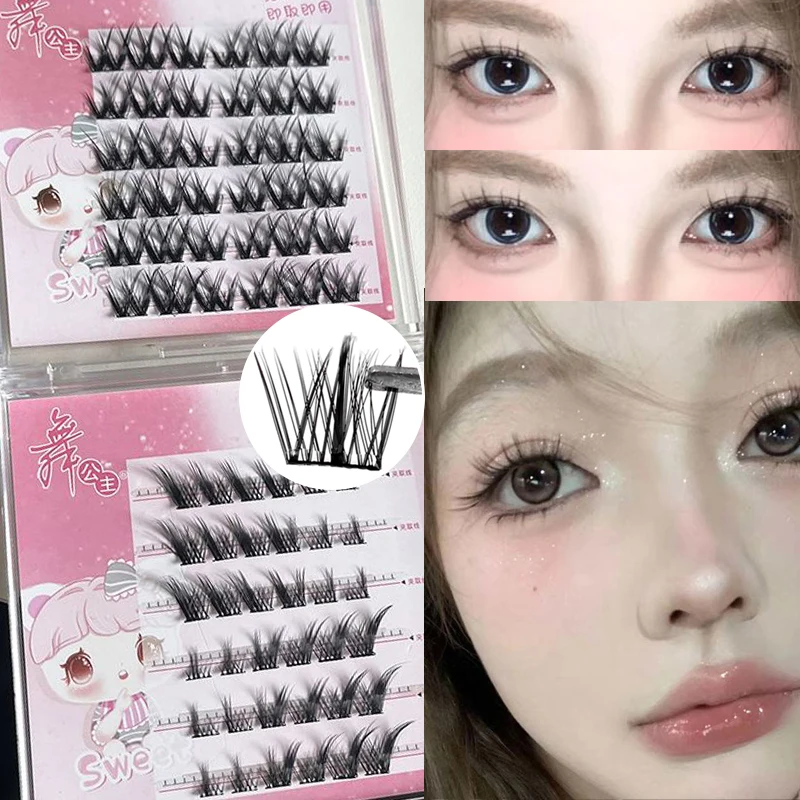 6-рядные накладные ресницы без клея сегментированные сделай сам один кластер