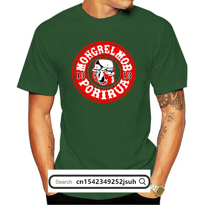 

Mongrel Mob Logo Printed Graphic Men Casual Short Sleeves Tops Black Size S-3XL