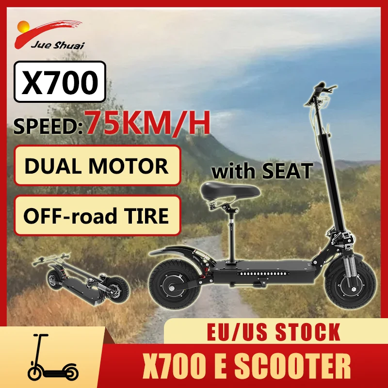 

JUESHUAI Electric Scooter X700 Electric Scooters 75KM/H Speed E Scooter Dual Motor 2600W Escooter 10'' Off-road Tire Waterproof