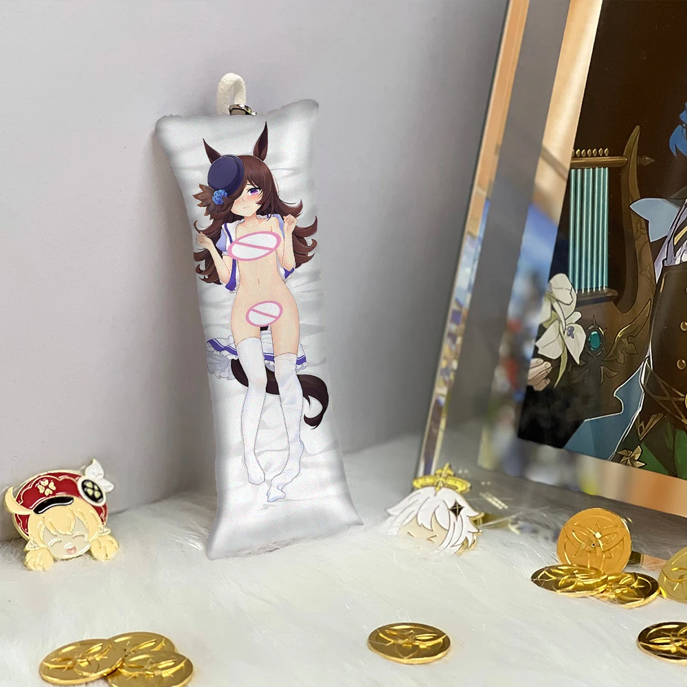 

Pretty Derby Rice Key Ring Key Chain Pendant Anime Accessories Mini Dakimakura Body Pillow Bag Keyring Pendant Double Side