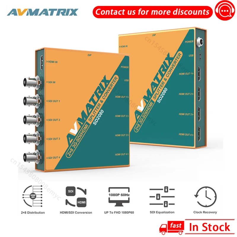 

AVMATRIX SD2080 Professional Broadcast 28 Spltter And SDI/HDMI Video Signals Cross Converter