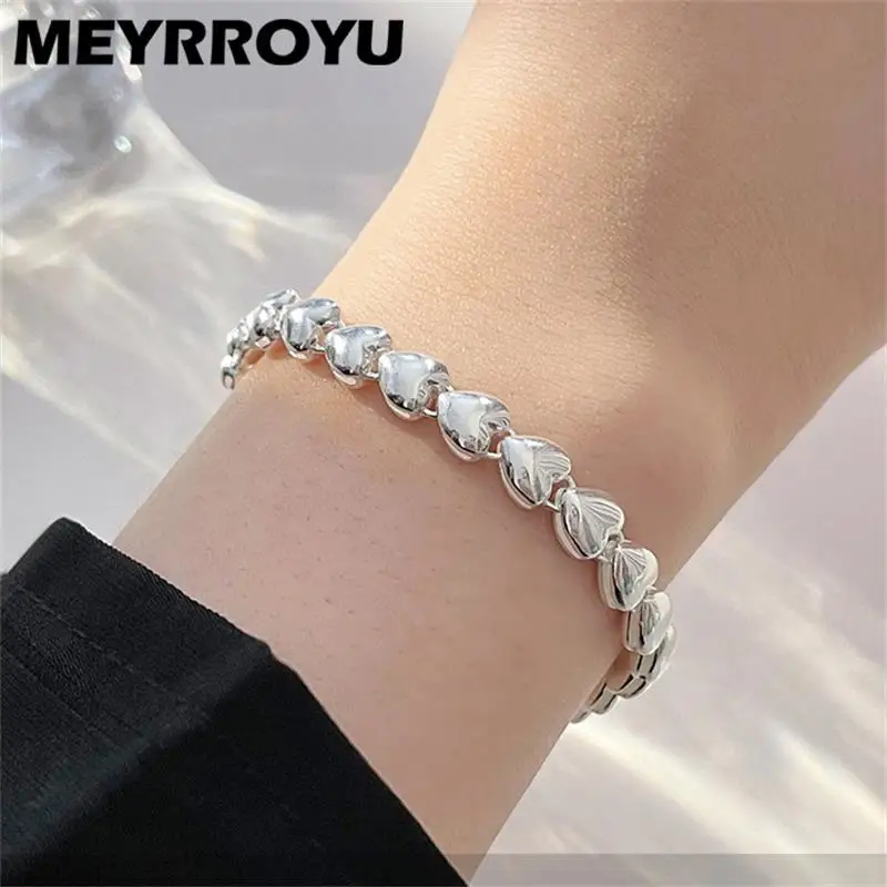 

MEYRROYU Sweet Lovely Heart Chain Bracelet For Women Girl Luxury Korean Fashion Trendy Jewelry Party Ladies Gift pulseras mujer