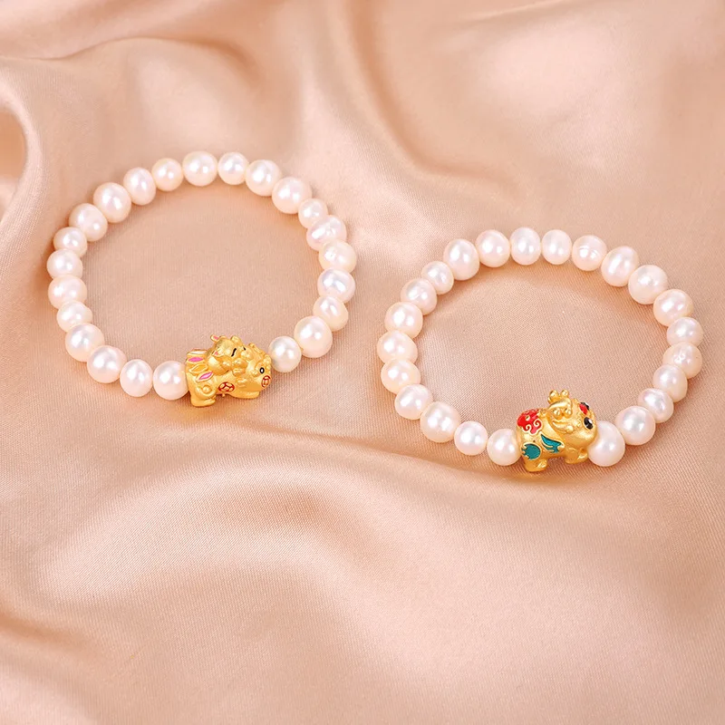 

New Freshwater Pearl Bracelet Parent-Child Pearl Bracelet Brave Troops Auspicious Bracelet Wholesale Sale