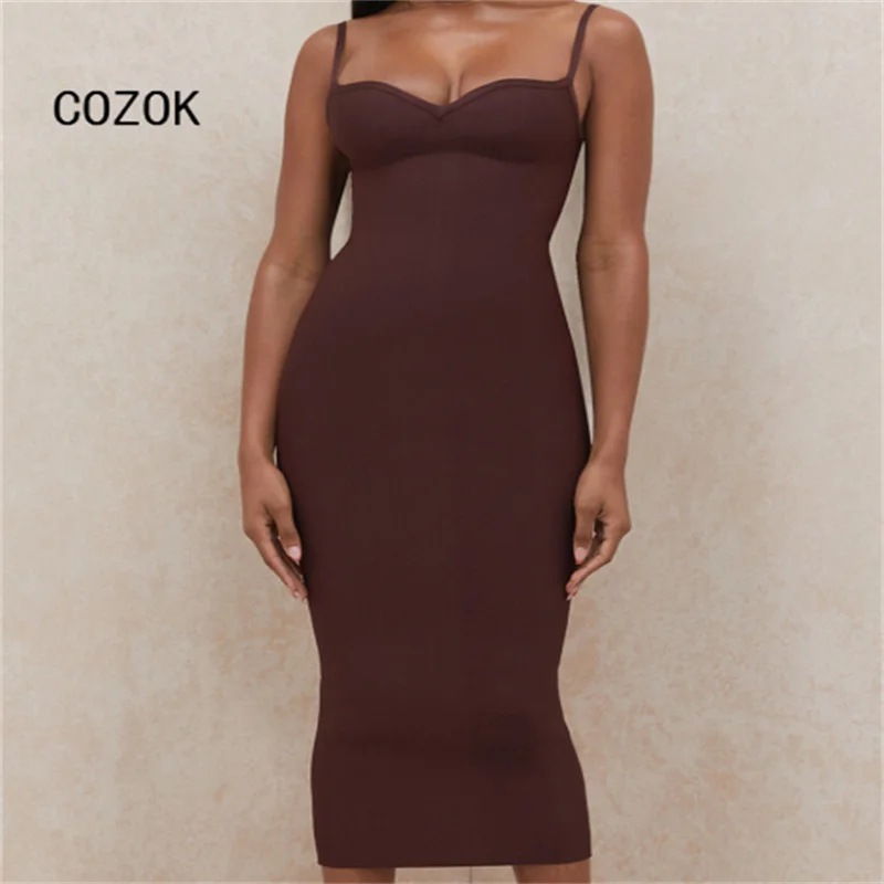 

Women's Black Spaghetti Strap Dress Open Back Bandage Sheath Garment