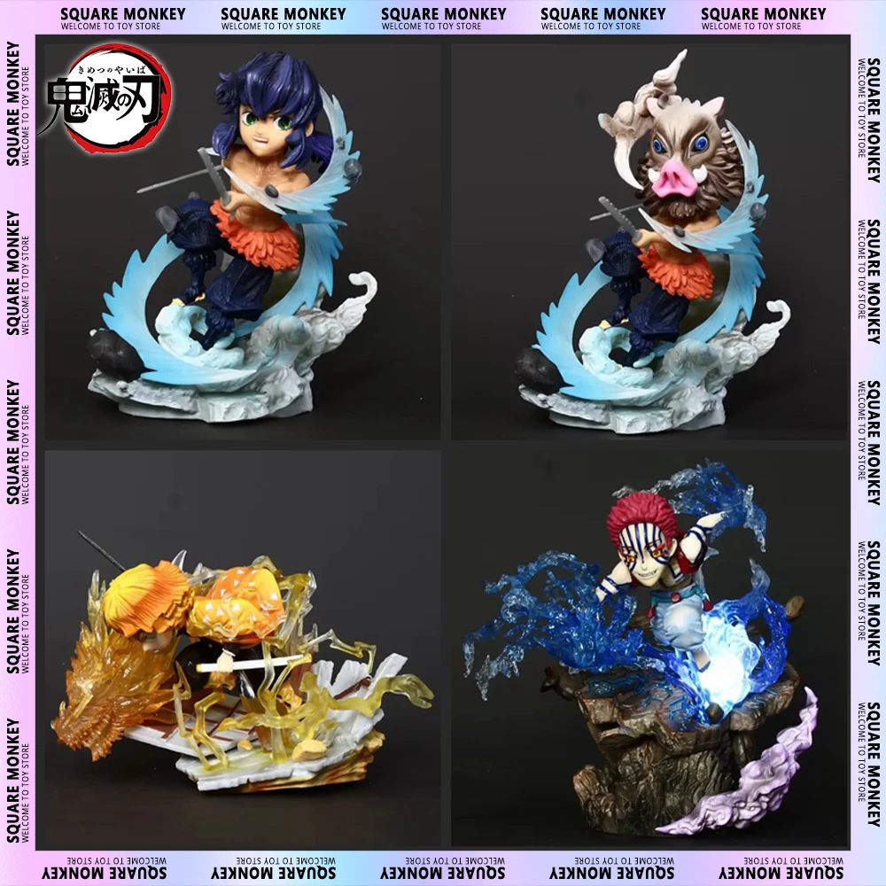 

Demon Slayer Figurine G5 Zenitsu Akaza Inosuke Kimetsu No Yaiba Anime Action Figure With Light Collectible Model Decoration Toy