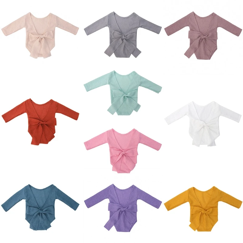 

Baby Backless Bow Romper Newborn Photography Props Bodysuit Long Sleeves Jumpsuit Infants Fotografie Outfits Photo 40JC