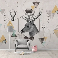 custom 3d photo mural modern creative hand painted geometric animals elk deer wallpaper for wall living room bedroom tv backdrop