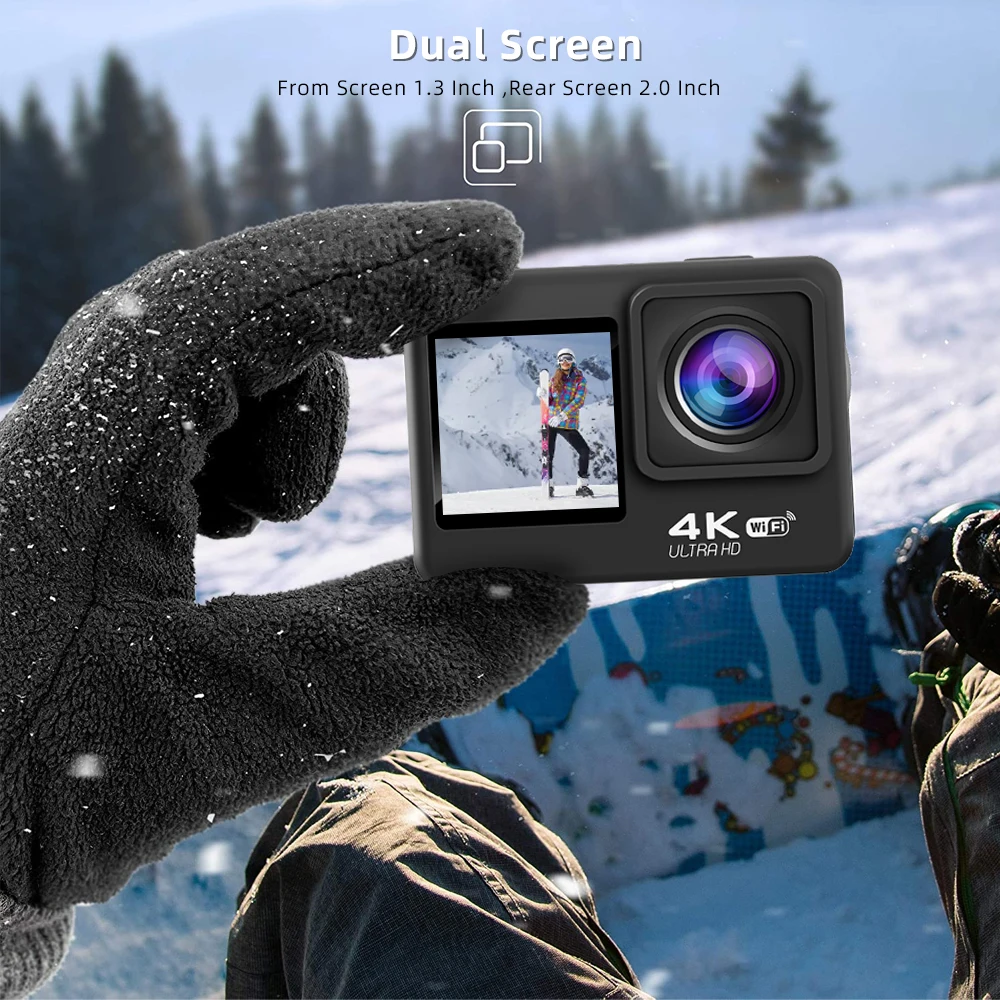 Экшн-камера 4K 60FPS 24MP 2 0 IPS сенсорный экран EIS двойной Wi-Fi Веб-камера