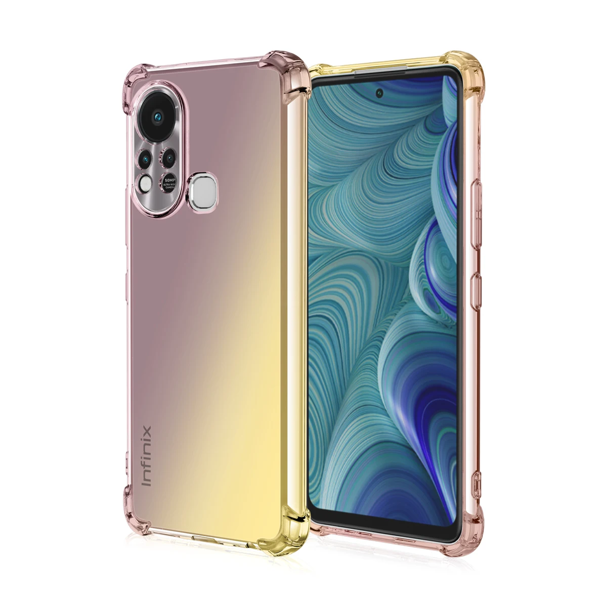 for infinix hot 11 11s play nfc gradient half transparent phone case for note 11 pro hot11s 5g rainbow airbag shockproof funda free global shipping