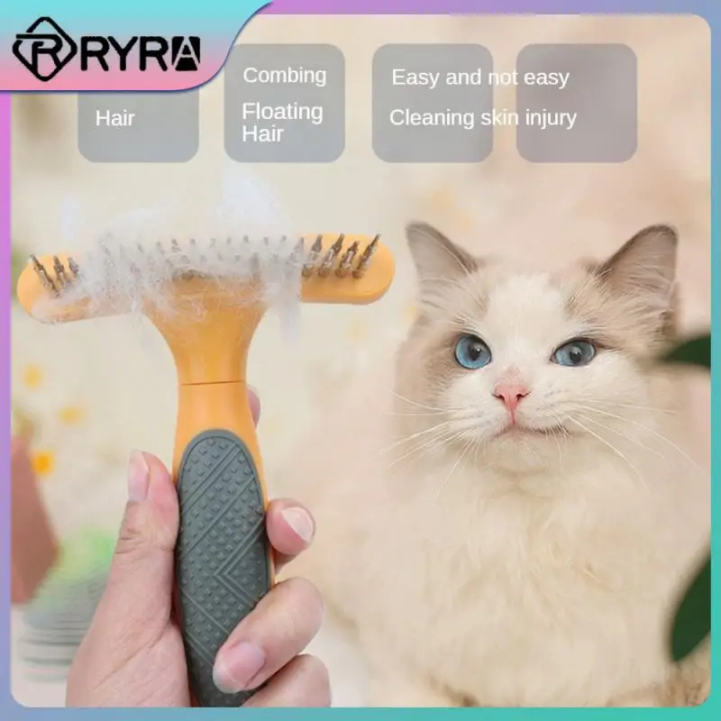 Double Row Rake Pets Comb Plastic TPR Metal Dogs & Cats Grooming Undercoat Double Row Rake Brush Safe And Durable Pet Products