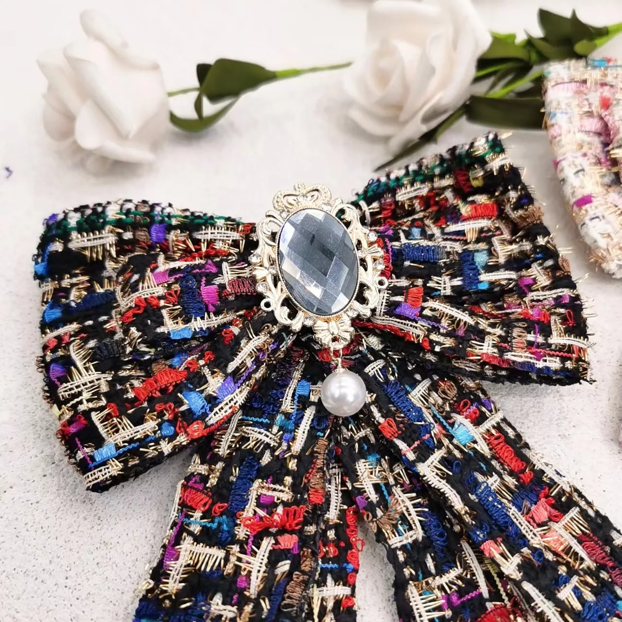 Женская элегантная брошь с бантом на воротнике аксессуары для одежды твидовая и