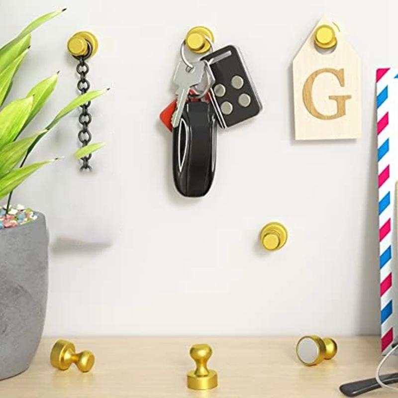 24 упаковки магнитов для белой доски и магнитных булавок кухни школы (золото)