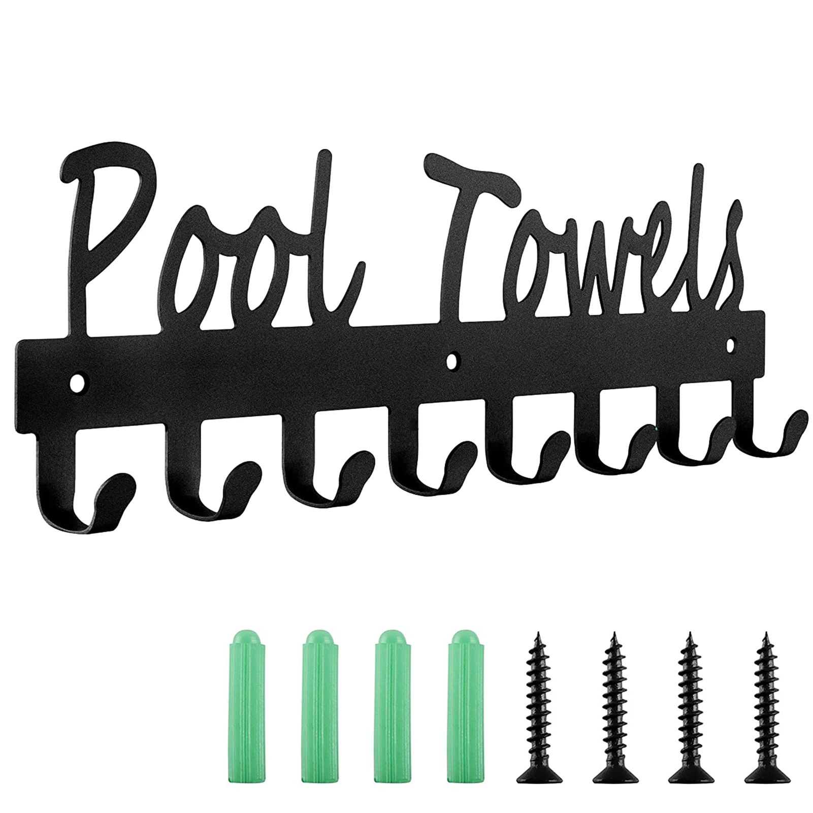 

8 Hooks Sturdy Bathroom Carbon Steel Hanging Holder Durable Towel Rack Gift With Screws Wear Resistant Black White Wall Mounted