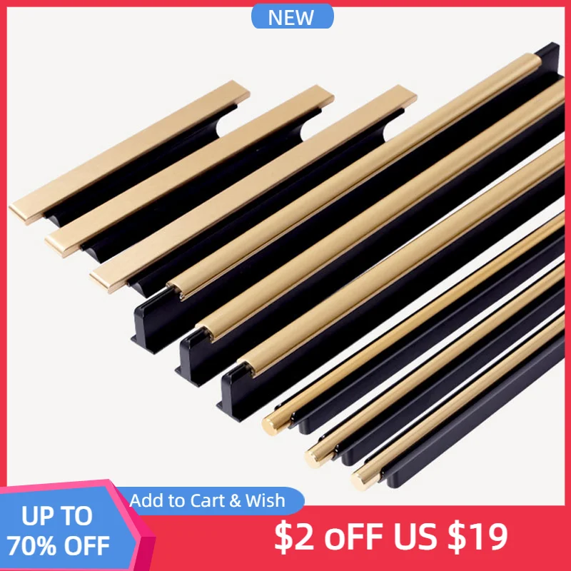 

Aluminum Alloy Wardrobe Door Handle Black Gold Long Cabinet Drawer Pulls Luxurious Kitchen Cupboard Knobs Furniture Hardware