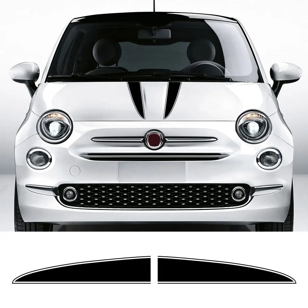 

2Pcs Car Hood Bonnet Stickers For Fiat 500 Abarth Auto DIY Stripes Styling Decoration Tuning Car Accessories Vinyl Film Decals