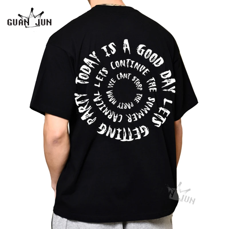 Мужская Уличная рубашка с буквенным принтом летняя хлопковая черная футболка