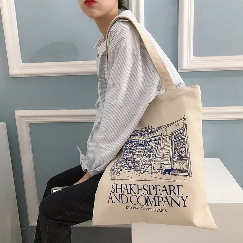 

Холщовая Сумка на плечо для женщин, дамская сумочка для покупок из хлопчатобумажной ткани с принтом Шекспира, тоут для продуктов и книг для девочек
