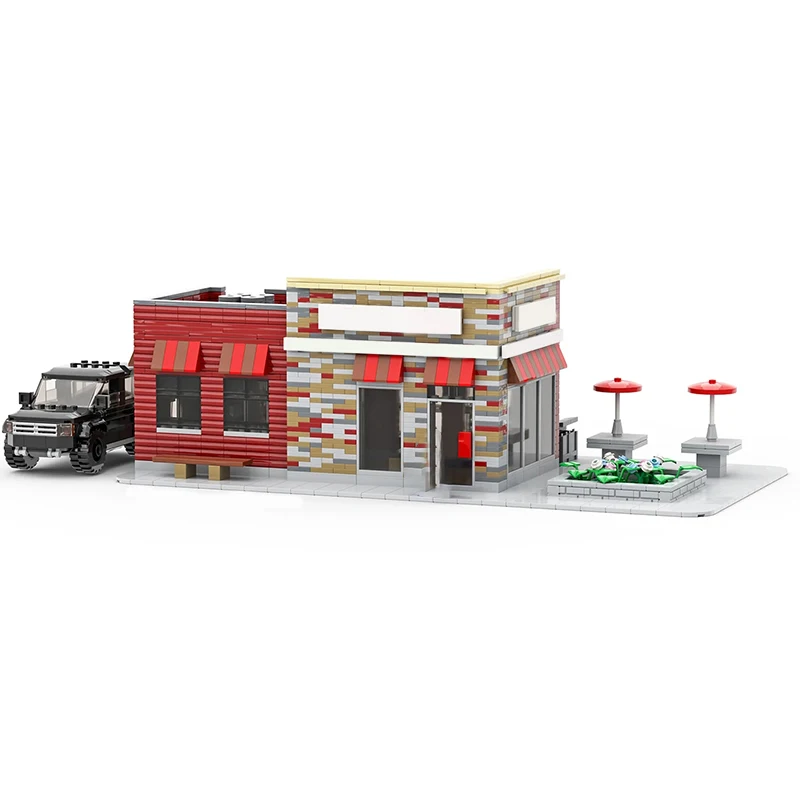 

NEW 1392PCS City Hot Selling Street View Moc Modular Jim Horton Drive Thru DIY creative ideas Children Toy birthday Gift Blocks