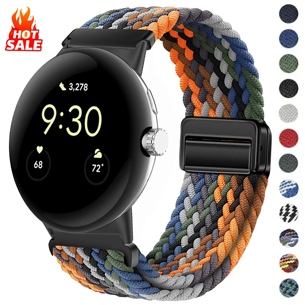 Фото Нейлоновый ремешок для Google Pixel Watch 3, плетеный ремешок 45 мм для Google Pixel Watch 1/2/3, 41 мм, магнитный браслет, аксессуары для браслета №2
