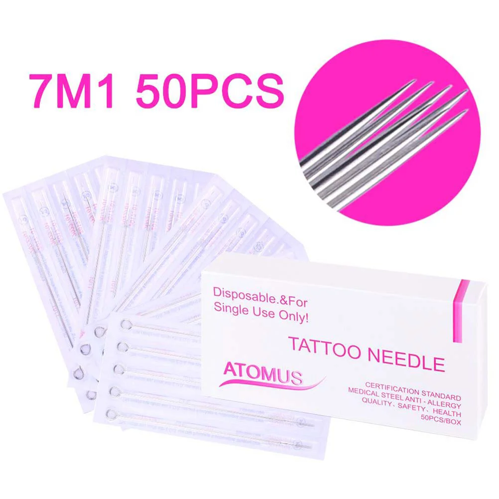 

50pcs 7RL Disposable Sterile Needles Round Liner Secant Needles Supplies