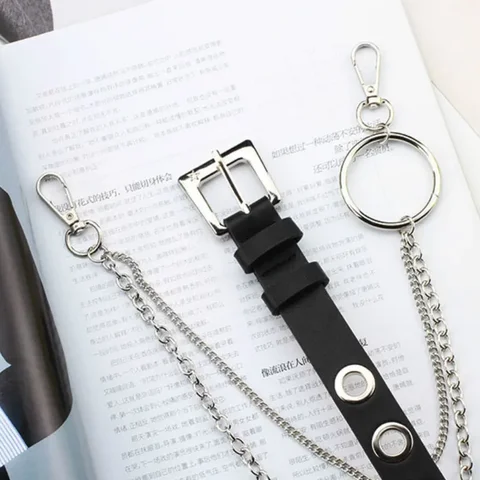 Женский ремень из искусственной кожи с пряжкой в стиле панк, ветровые джинсы, новый стиль, модные женские черные ремни свободного размера с люверсами для брюк