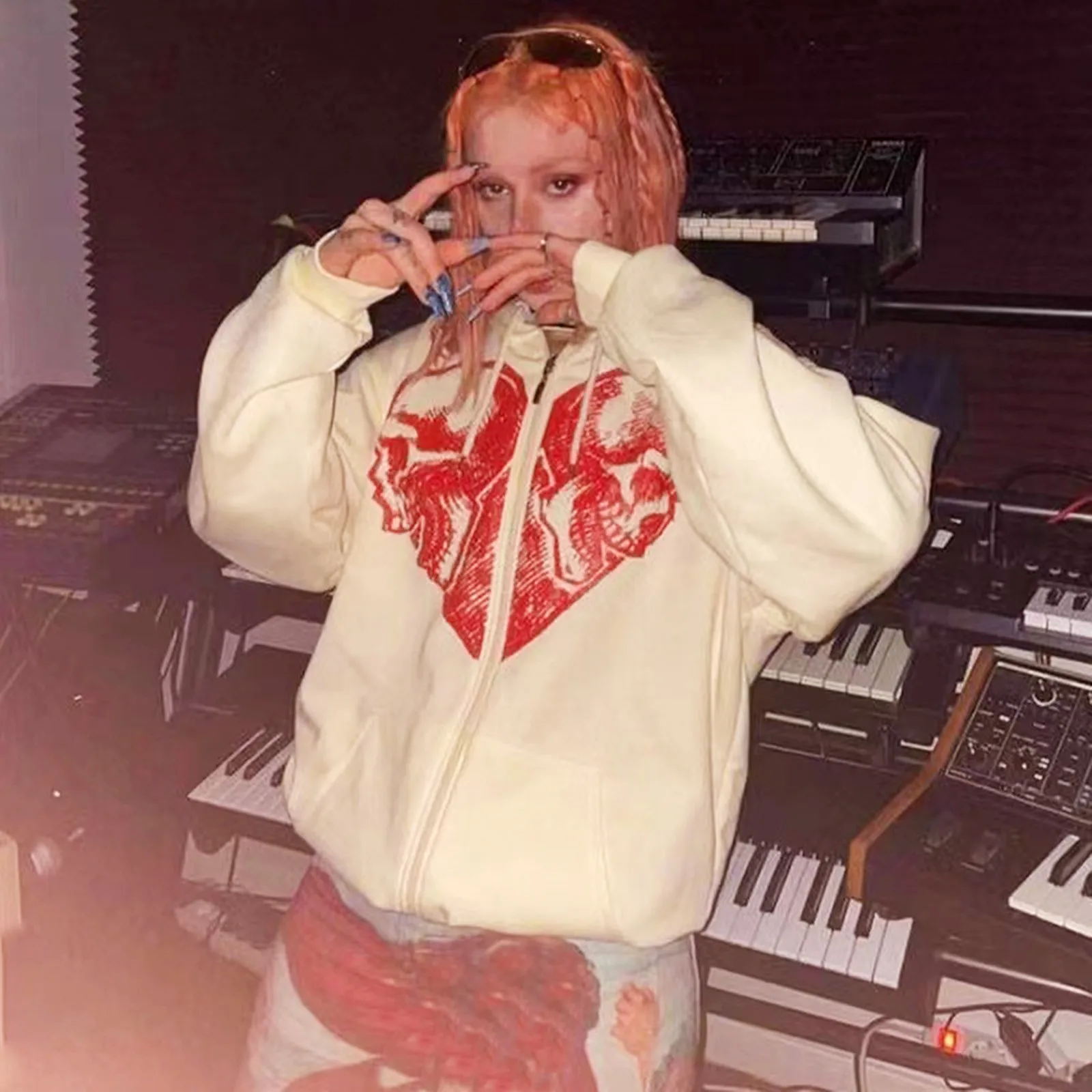 

Women Fashion Print Fleece Zip Sweatshirt With Pocket Sweatshirt Apparel Size Comfy Pullover