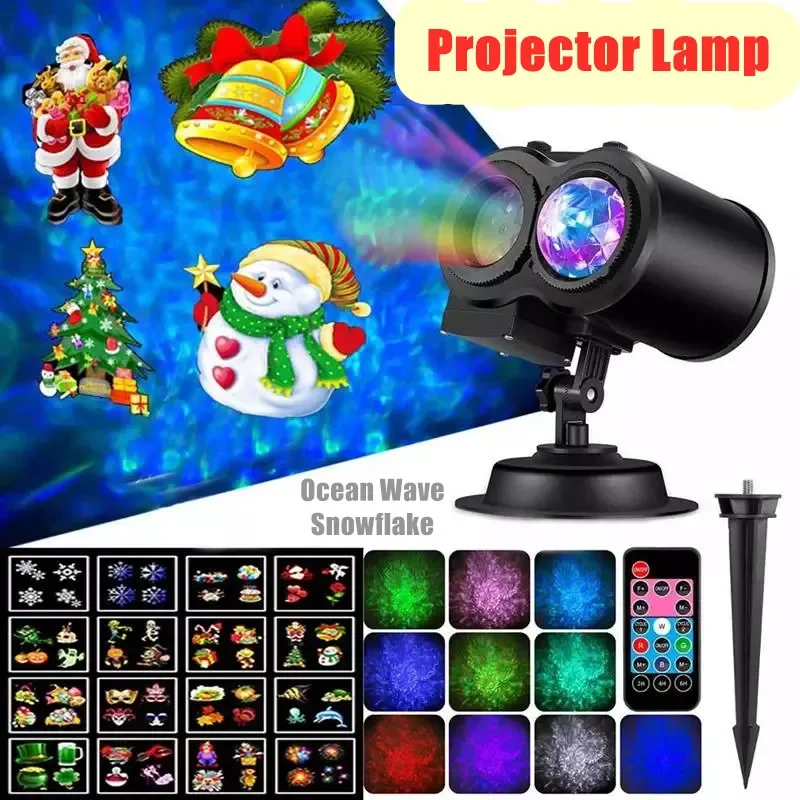 

NEW Patterns 2 In 1 LED Projector Party Lights Water Wave Ripple Effect Stage Light Laser Projector for Home Christmas Decorat