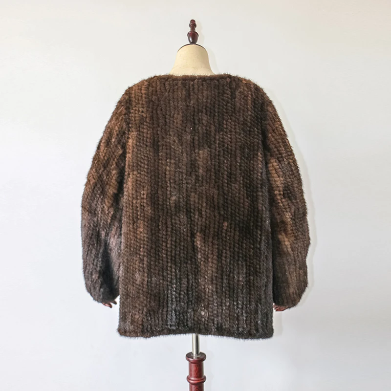 Новая стильная женская куртка из натурального меха норки модное вязаное