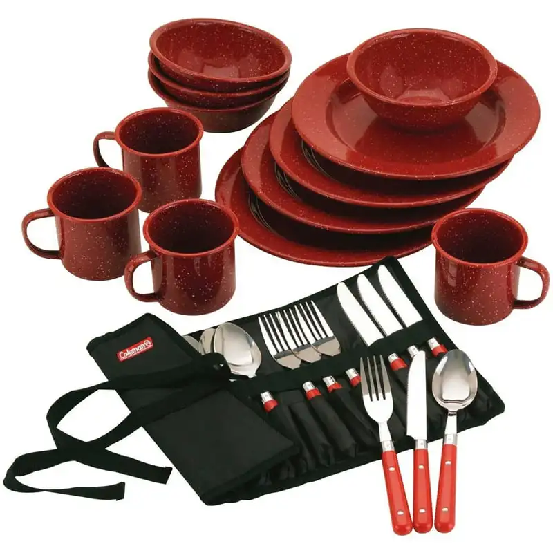 

Enamel Dinnerware Set, Red Chopstick and spoon set Chopsticks Wooden utensils Stainless steel table Chopstick set Wooden bowl Cu