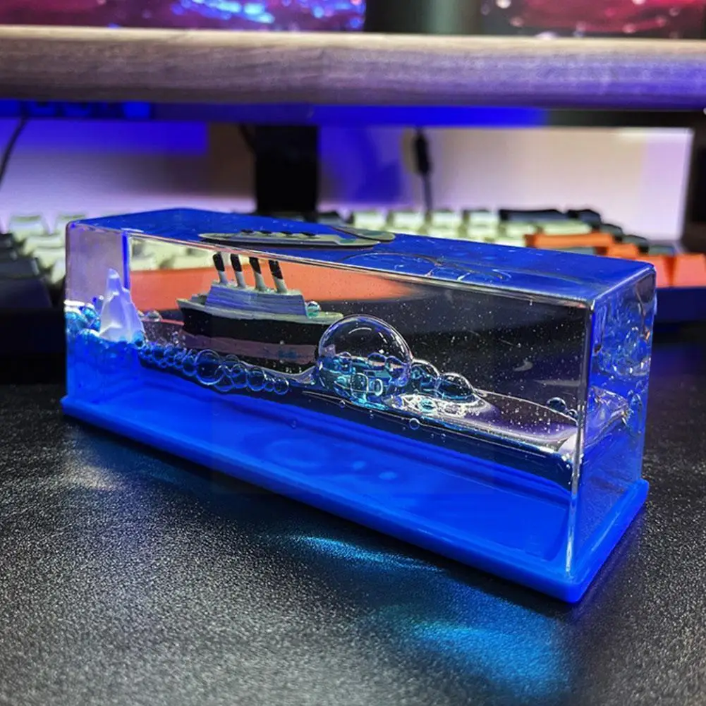 

Cruise Ship Fluid Liquid Drift Bottle Desktop Cruise Decoration Iceberg Relief Float Toy Stress Fidget G A8o3