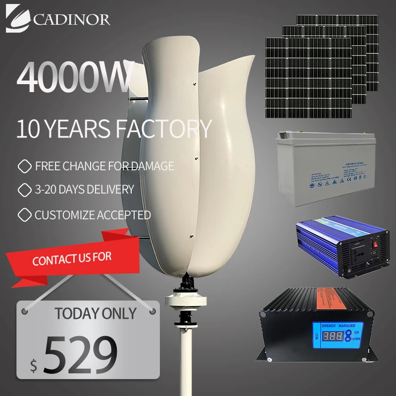 

4000W 5000W 12V 24V 48V DC 220V Wind Turbine Generator Low Noise High Efficiency For Home Use Overseas Warehouse Fast Delivery