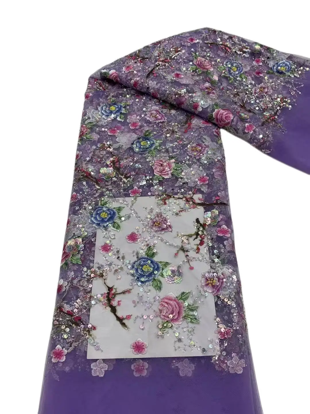 

Новинка 2023, элегантная Высококачественная вышитая Тюлевая кружевная ткань с красивыми камнями для свадебного вечернего платья NN2625_R