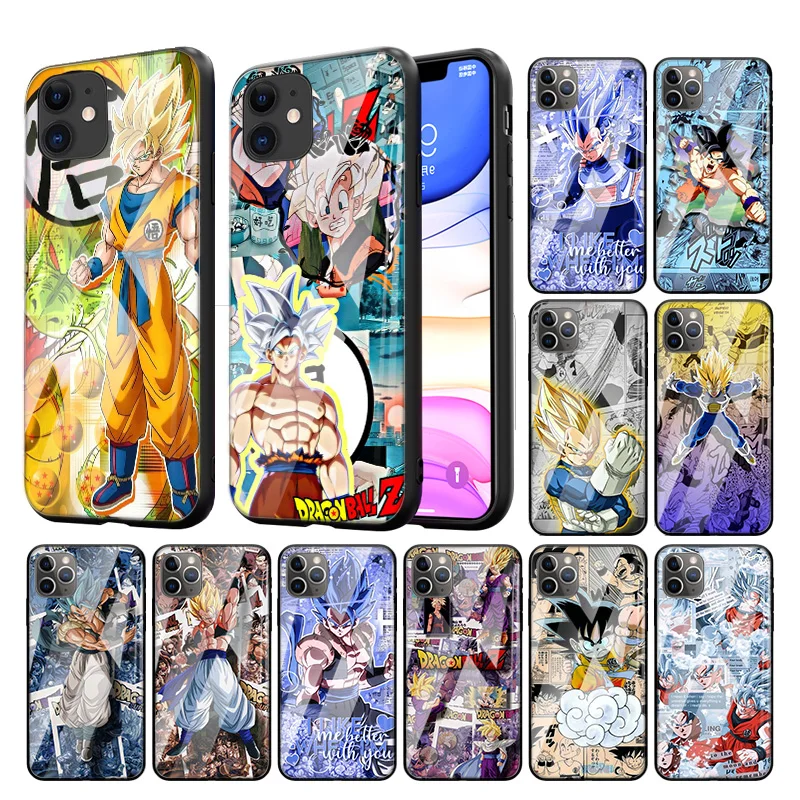 

Glass Case For Apple iPhone 11 12 mini 13 Pro 7 8 X XR XS Max 6 6S Plus SE 2022 Soft Edge Phone Cover Dragon Ball Cmoie Capa Gok