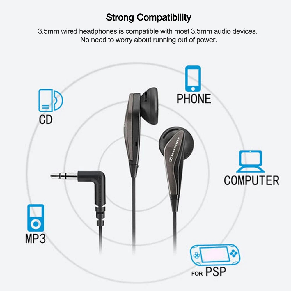 Hot Original Sennheiser MX375 Stereo Earbuds Deep Bass Earphones 3.5mm Headset Sport Headphones HD Resolution HIFI Noise Reduce images - 6