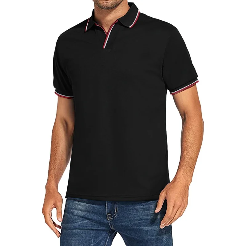 

Men's New Classic Lapel Shirt Solid Color Sports Casual All-match Short-sleeved Solid Color T-shirt Tops