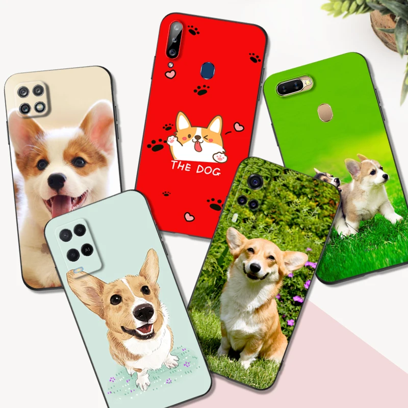 Черный чехол ТПУ для OPPO A1K A5 A5S A5XS A3S AX5 A11 A11X A12E A12 A7 A9 A9X 2018 2020 Corgi dog