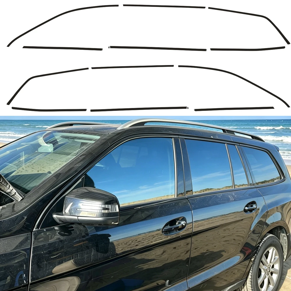 Фото Наклейка на оконную рамку Chrome Delete для Mercedes Benz GL X166 2013-2015, глянцевая/из кованого углеродного волокна, черная, внешняя декоративная наклейка