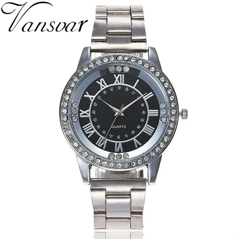

Vansvar Brand Ladies Quartz Watch Fashion Women Gold Rhinestone Stainless Steel Casual Dress Women's Watches Relogio Feminino