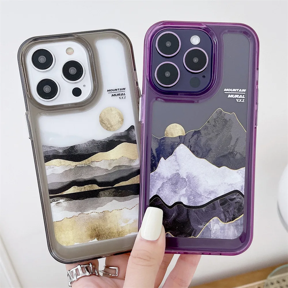 

Creative Freshwater Mountain Murals Phone Case Cover for IPhone 11 12 13 14 Pro X XR XS Max Shockproof Case for IPhone 14 Cases