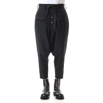 

Fashion New Black nine-point Harem pants loose cone-shaped dark mouth high waist low crotch