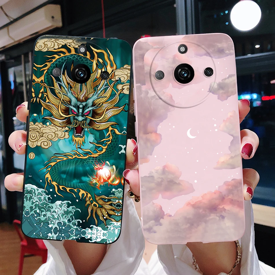 Силиконовый чехол для Oppo Realme 11 Pro Plus, гибкий противоударный чехол с рисунком дракона для Realme11 Realmi 11 Pro Plus + искусственная кожа
