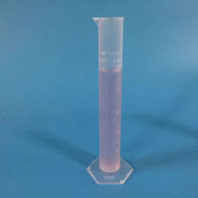 Plastic measuring cylinder 50ml straight measuring cup chemical experiment instrument consumables teaching hexagonal bottom