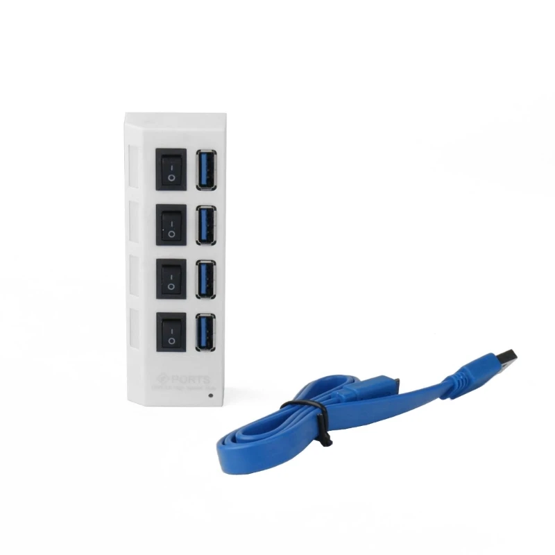 

USB 3.0 Hub Splitter 4Port USB Ultra Slim Data Hub W/Individual Power Switch