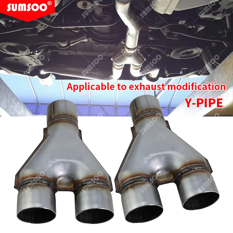 

Universal Car Exhaust Y-Pipe Stainless Steel Exhaust 3-Way Pipe Adapter Connector Tube Cone TT102125