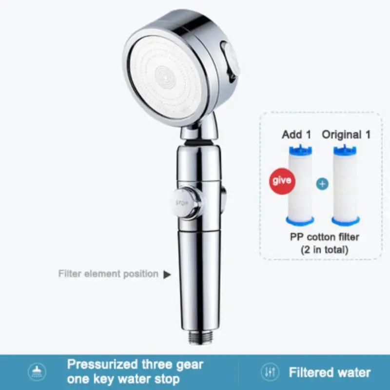 

3 Modes Adjustable Bath Shower Head High Pressure Water Saving Shower Stop Water Showerhead Filter Nozzle Bathroom Accessories