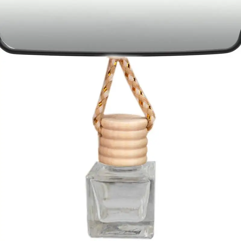 

Car Perfume Hanging Empty Bottle Automotive Air Freshener Pendant Glass And Wooden Cover Vehicles Essential Oil Diffuser