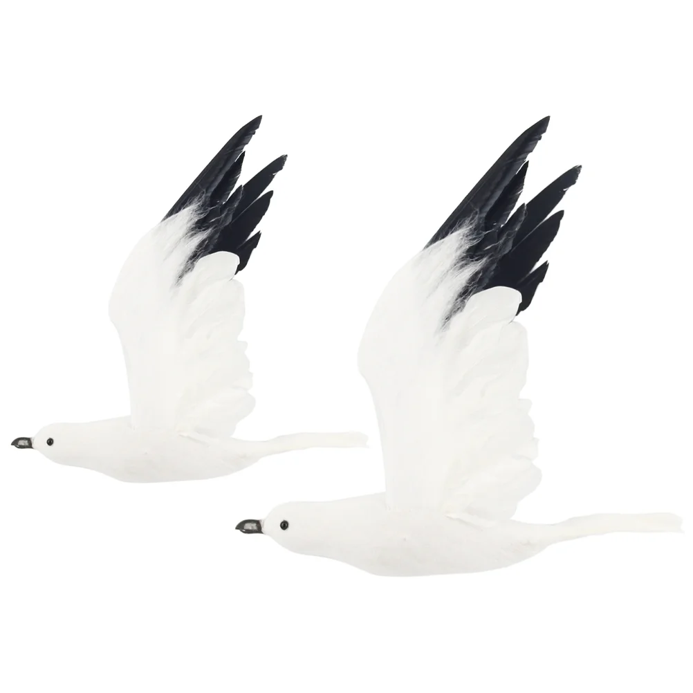 

2 Pcs Wedding Decorations Seagull Figurines Fake Flying Artificial Number Mediterranean Style Hanging Ornaments Foams Birds