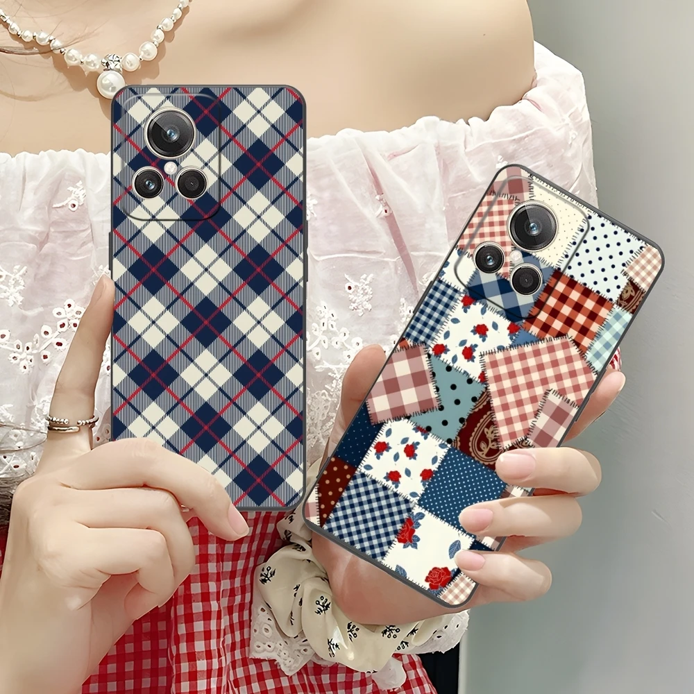 Lattice Grid Texture Mobile Cell Phone Case for Realme GT 2 9i 8i 7i Pro X50 X2 C35 C21 C20 C11 C3 Black Soft Cover Shell