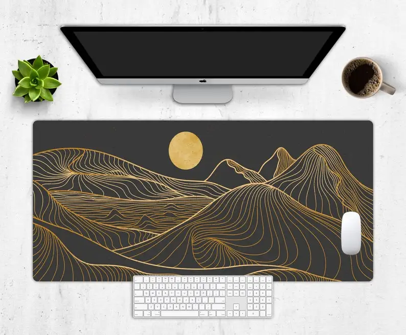 

Mountain Line Art Print Desk Mat, Extra Large Desk Mat, Aesthetic Mousepad, Abstract Desk Decor, Extended Mat, Xl Desk Mat, Mode
