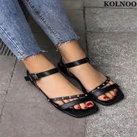 kolnoo new 2022 handmade womens sandals rivets spikes school style girls daily wear summer shoes cheap fashion hot sale shoes